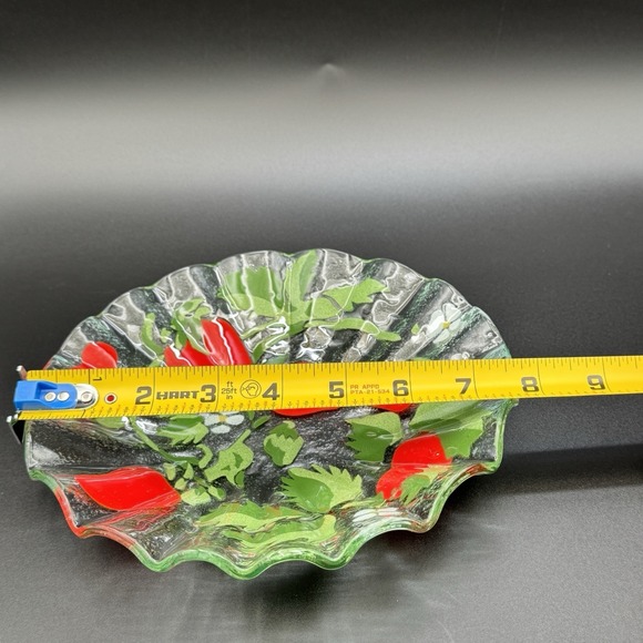 Vintage Fused Art Glass Strawberry Plate Attributed Sydenstricker 7.75" Signed - Picture 5 of 7